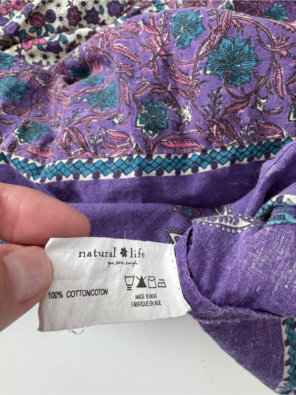 Natural Life Boho Maxi Dress S Purple Floral Tiered Tassel Cotton Cottagecore - Picture 7 of 10